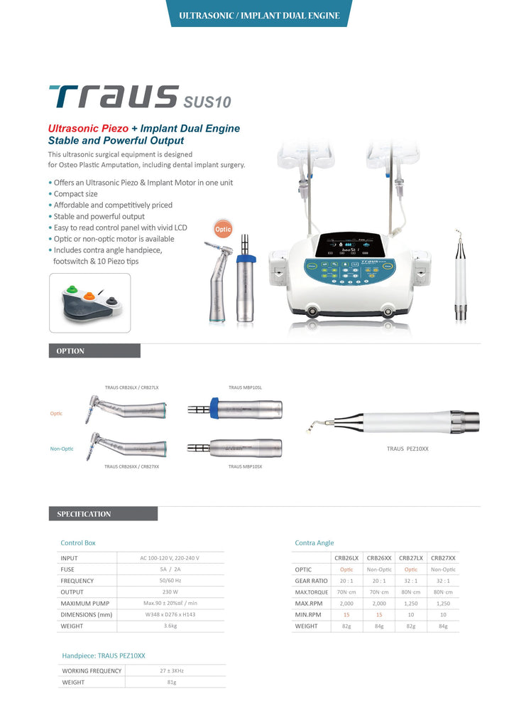 TRAUS SUS10 PIEZO + IMPLANT MOTOR COMBINATION SET